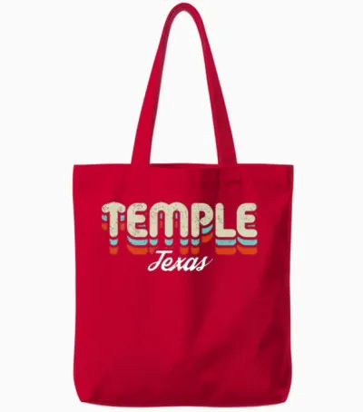 Retro Temple Texas Tote Bags - Red