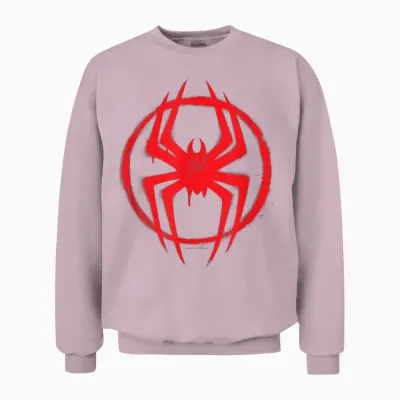 Marvel Spider-Man: Across the Spider-Verse Miles Symbol T-Shirt, Black Unisex Sweatshirt - Light Pink