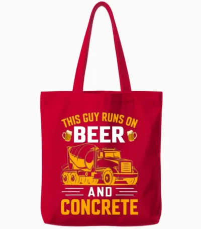 Funny Concrete Mixer for Men Cement Mason Tote Bags - Red