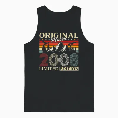 18 Ans Anniversaire Homme Cadeau Mars 2008 Vintage Manche Longue Unisex Tank Top - Black