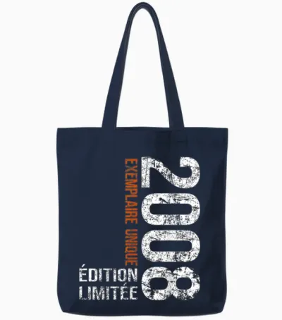 Vintage 2008 Gift 18 Years Boy Birthday Humour Tote Bags - Navy