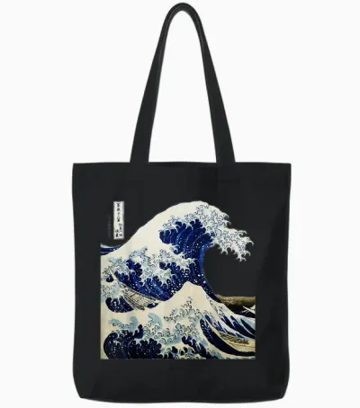 Kanagawa Japanese the Great Wave Tote Bags - Black