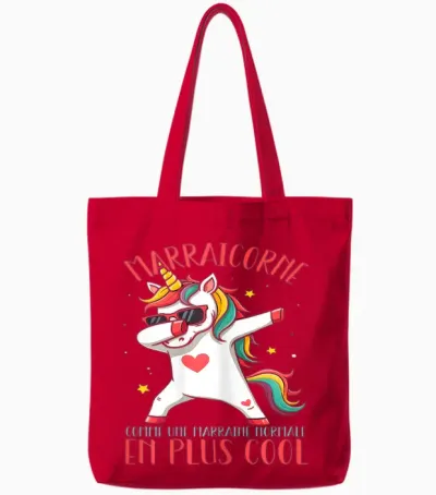 Marraicorne Funny Godmother Unicorn Dab Gift Tote Bags - Red