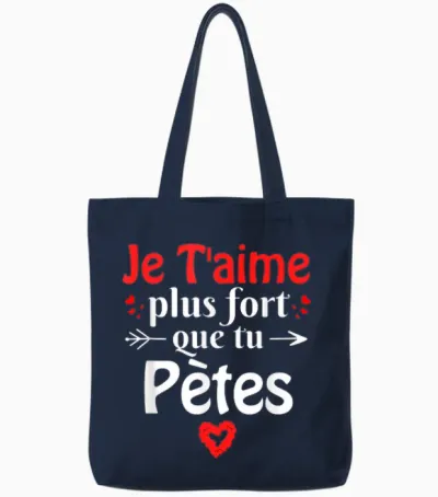 I Love You Stronger Than You Fart Couple Funny Valentine's Day Tote Bags - Navy