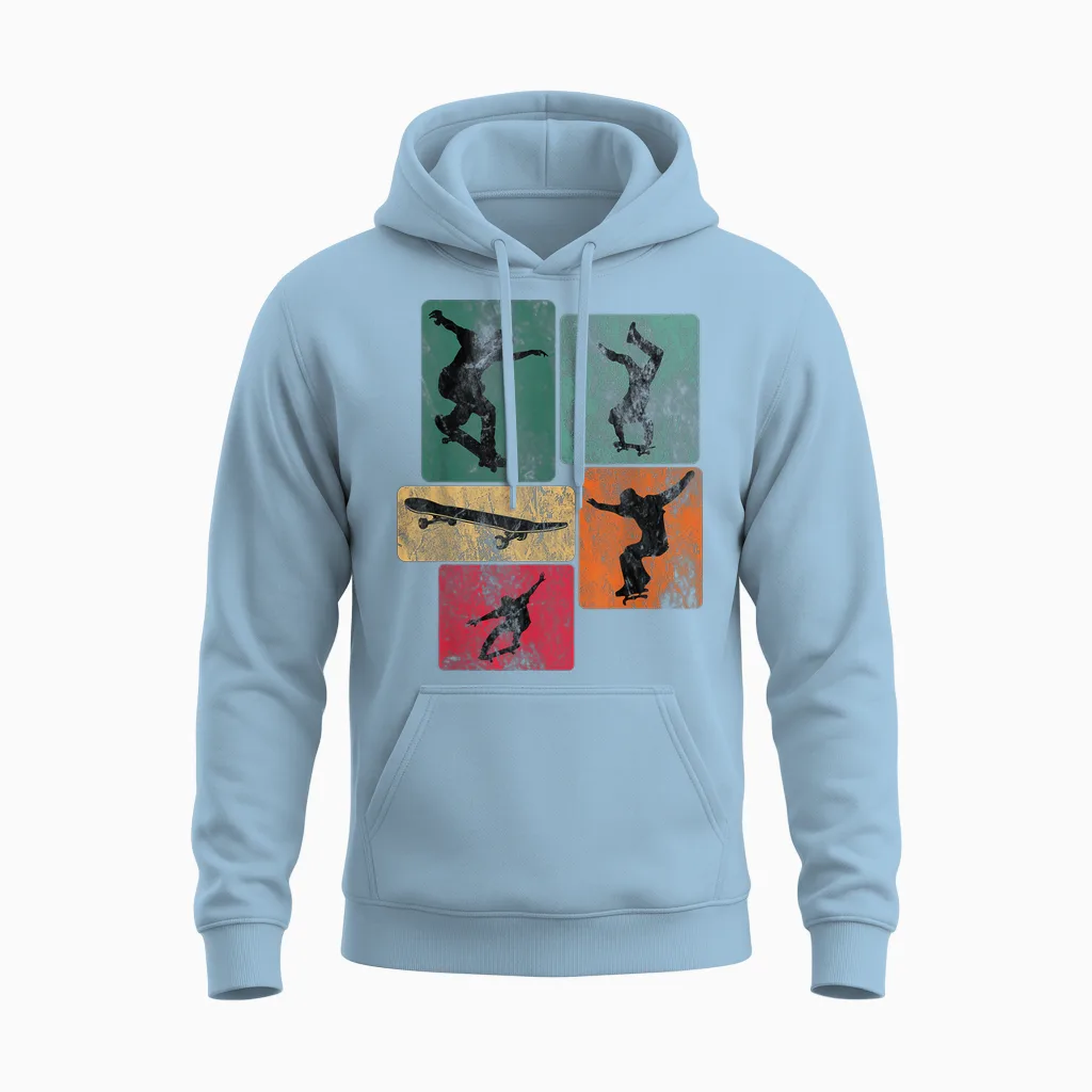Skater Skateboard Stunt Skater Boys Unisex Hoodie in Light Blue