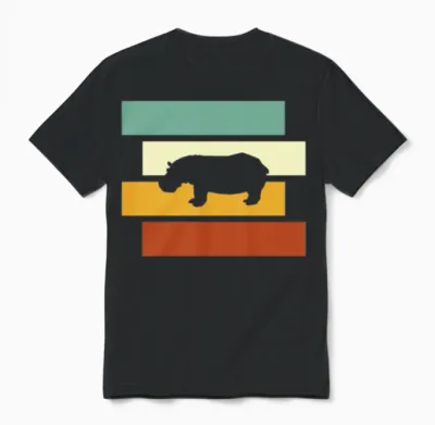 Hippo Retro Unisex T-Shirt - Black