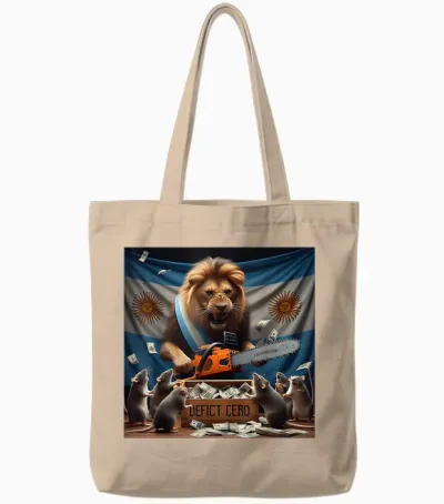 Zero Deficit - Viva La Libertad Carajo - Javier Milei T-Shirt, Black, S Tote Bags - Natural