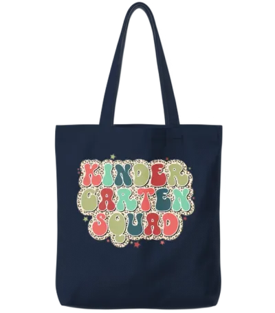 Retro Leopard Kindergarten Tote Bags - Navy