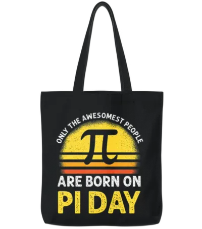 Born on Pi Day Birthday Decorations Happy 14 March Tote Bags - Black
