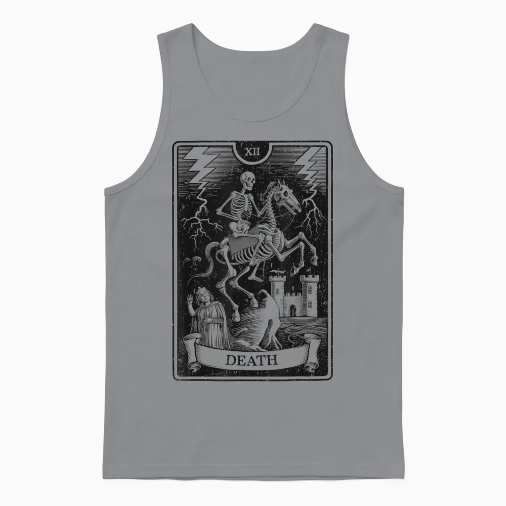 Esoteric Mystic Spiritual Tarot Card Streetwear T-Shirt, Grey, S Unisex Tank Top in Sport Grey