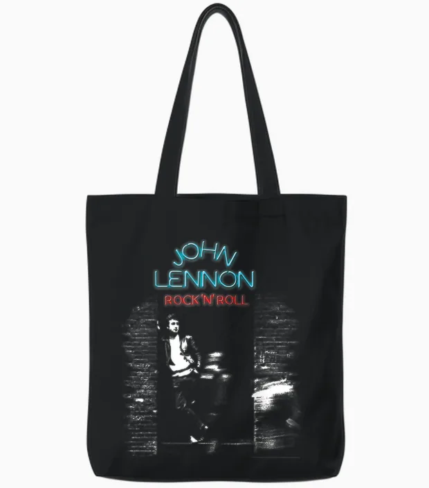 John Lennon - Rock 'n' Roll T-Shirt Small Tote Bags in Black