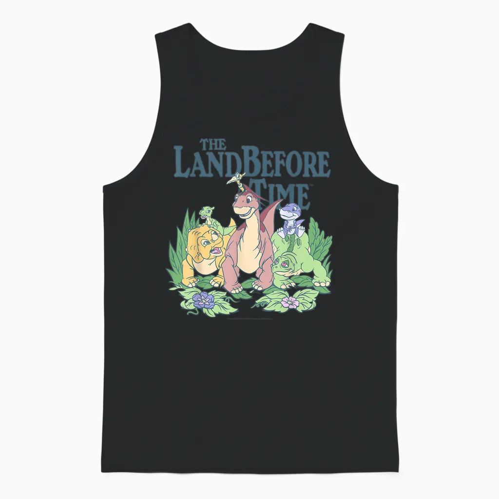 Land Before Time Pastel Dinosaur Friends T-Shirt, White, S Unisex Tank Top in Black