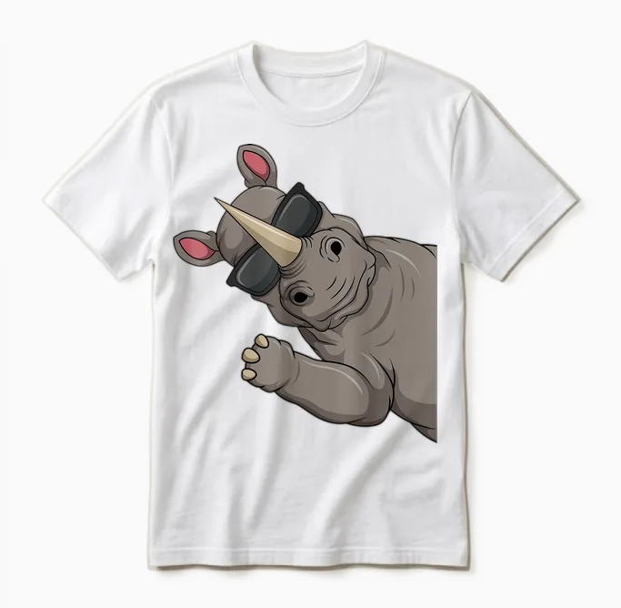Nashorn Kinder Jungen Damen Unisex T-Shirt in White