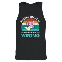 Sewing Because Murder Is Wrong Unisex Tank Top - Black – 2