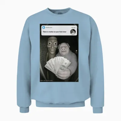 There Is Motion at Your Haustür Tung Tung Sahur John Pork Unisex Sweatshirt - Light Blue