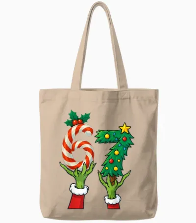 67 Christmas 6 7 Meme Hands Holiday Gen Alpha For Tote Bags - Natural