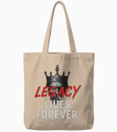Legacy Tee with Crowned Warrior Design Tote Bags - Natural