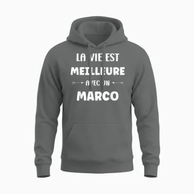 Humour Marco La Vie Est Meilleure Avec Marco Unisex Hoodie - Graphite Heather
