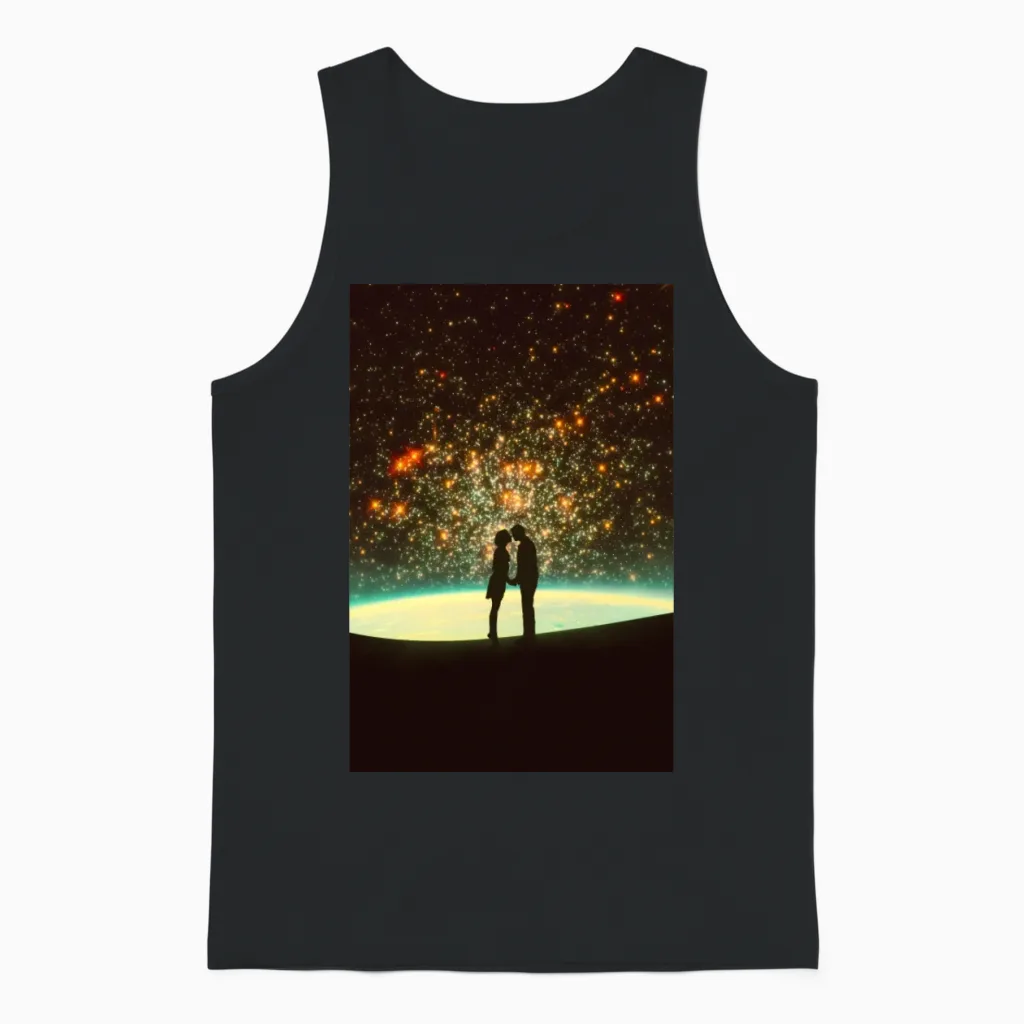Cosmic Kiss Unisex Tank Top in Black