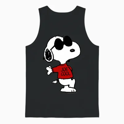 Peanuts Snoopy Joe Cool Old School Comic Geek Années 80 90 Rétro Manche Longue Unisex Tank Top - Black