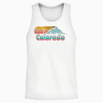 Retro Throwback Colorado Mountains Unisex Tank Top - White