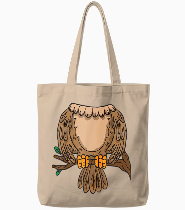 Funny Headless Owl Halloween Night Bird Costume Easy Outfit Tote Bags in Natural