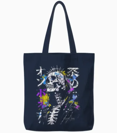 Japon Streetwear Cyberpunk Y2k Techwear Rétro Manga Anime Tote Bags - Navy