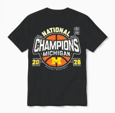 Michigan Wolverines National Champs 2026 Men's Basketball Unisex T-Shirt - Black