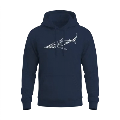 Elegant Vintage Deep Sea Shark Unisex Hoodie - Navy