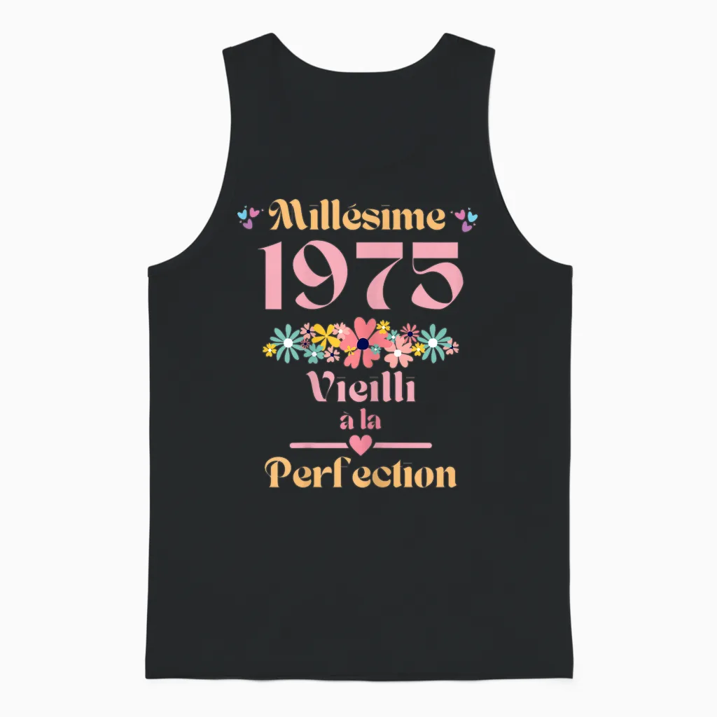 49 Ans Femme 1975 Idée Cadeau Anniversaire Drôle Humour Mama T-Shirt, Black, Female X-Small Unisex Tank Top in Black