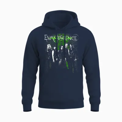 Evanescence Band Photo Green Unisex Hoodie - Navy