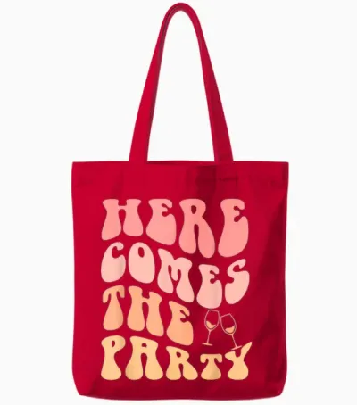 Hier Kommt Die Party Bachelorette Party Bride Bridemaid Tote Bags - Red