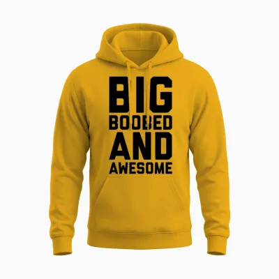 Big Boobed and Awesome Funny Sarcastic Rude Quote Unisex Hoodie - Gold