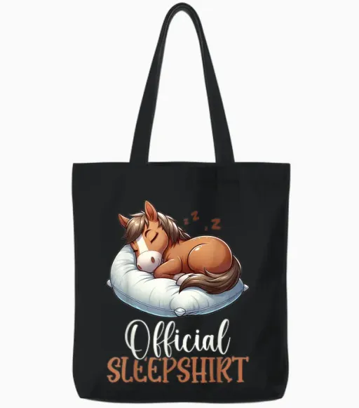Official Horse Nap Pyjamas T-Shirt, Black, S Tote Bags - Black