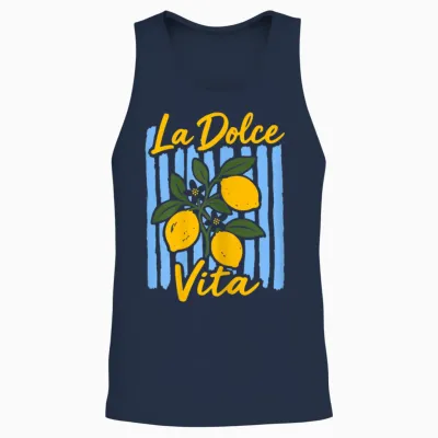 La Dolce Vita Citron Vacances D'été Italiennes Vintage Unisex Tank Top - Navy