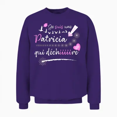 Patricia Gift Tee Shirt Birthday Patricia That Rips T-Shirt, Black, Female X-Small Unisex Sweatshirt - Purple