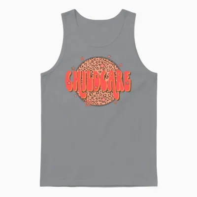 Retro Groovy Leopard Childcare Unisex Tank Top - Sport Grey