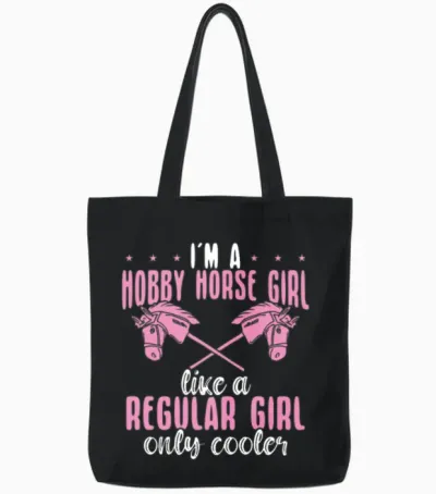 Funny Hobby Horsing Cute Hobby Horse for Girls Tote Bags - Black