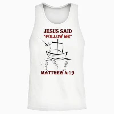 Matthew 4:19 Design Unisex Tank Top - White