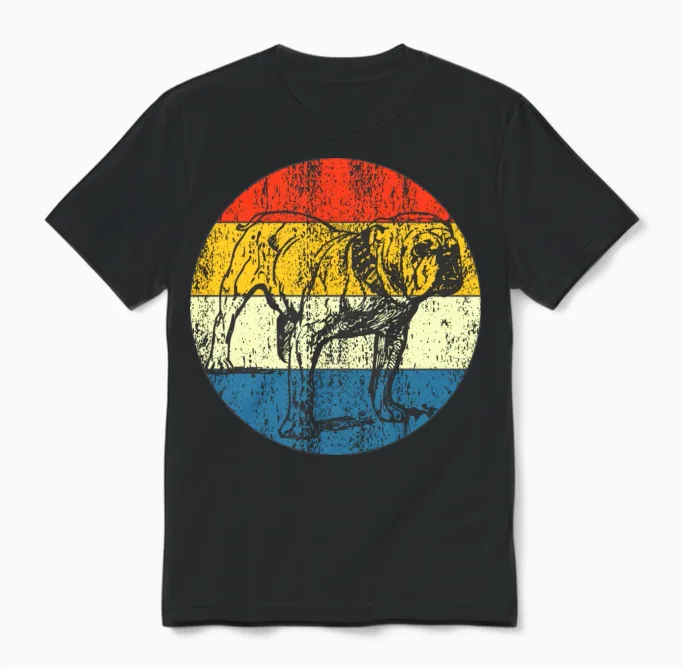 Vintage Dog Retro Sunset - Lovers Unisex T-Shirt - Black