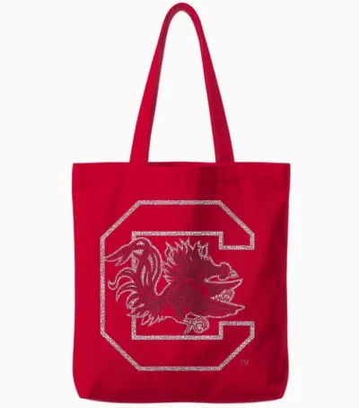 South Carolina Gamecocks Vintage Icon Black Tote Bags - Red