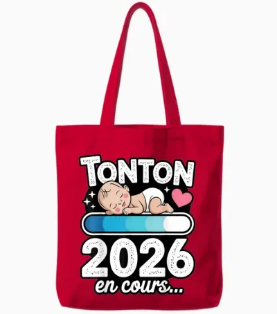 Tonton 2026 in Progress Gift Announcement Pregnancy Future Uncle Tote Bags - Red