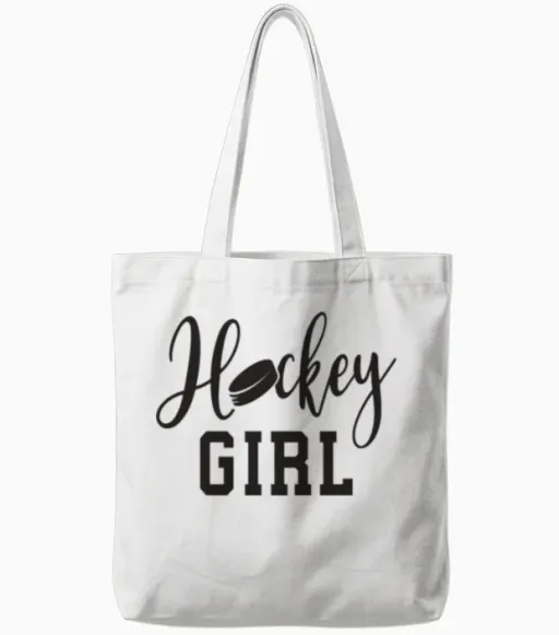 Hockey Girl Ice Hockey Girl Wintersport Tote Bags in White