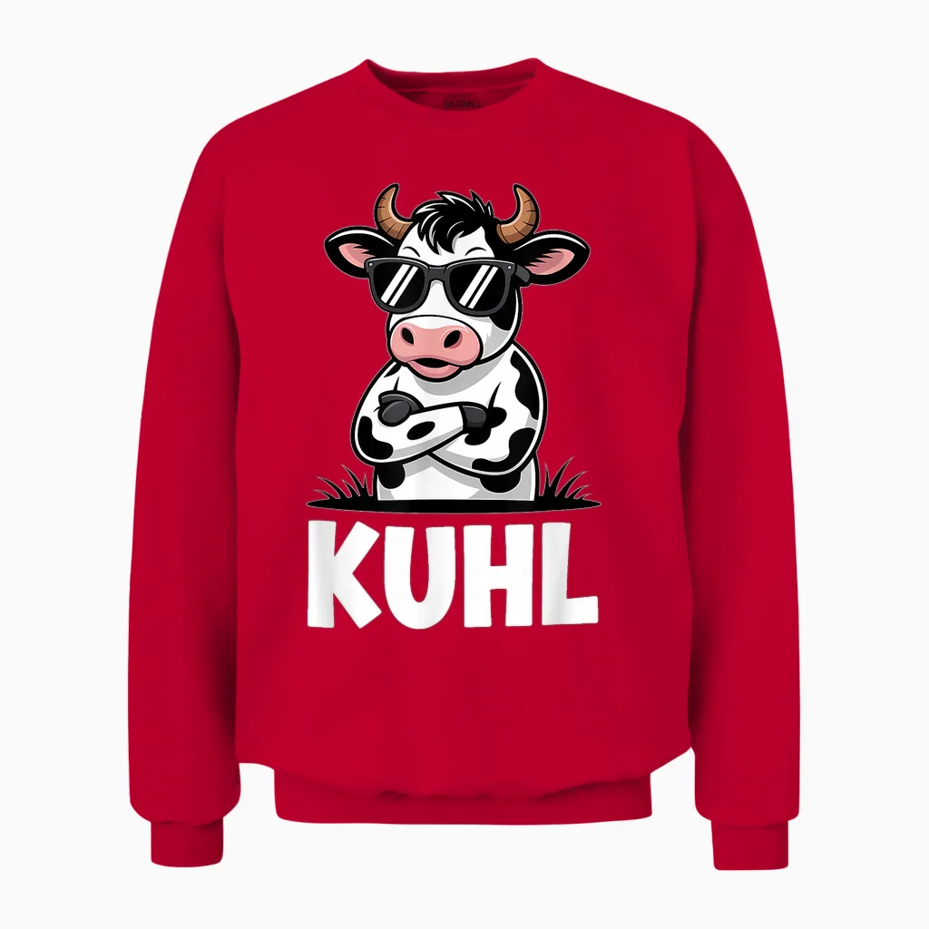 Kuhl Coole Kuh Bauer Lustiges Landwirtschaft Unisex Sweatshirt in Red