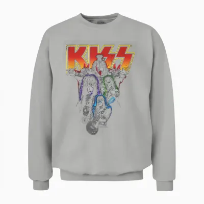 Kiss Hard Rock Music Band Neon Band by Rock off T-Shirt, Black Unisex Sweatshirt - Ash