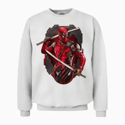 Marvel Studios Deadpool & Wolverine Merc with Katanas T-Shirt, Black Unisex Sweatshirt - White