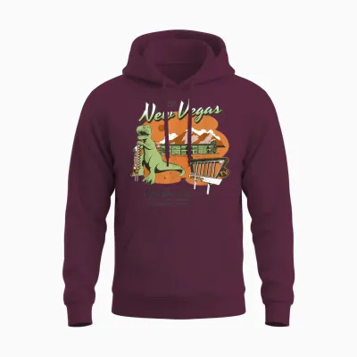 Fallout Welcome to New Vegas Dino Dee-Lite Video Game Unisex Hoodie - Maroon