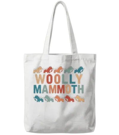 Retro Mammoth Lover Tote Bags - White