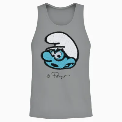 Smurfs Design with Brainy Smurf Unisex Tank Top - Sport Grey