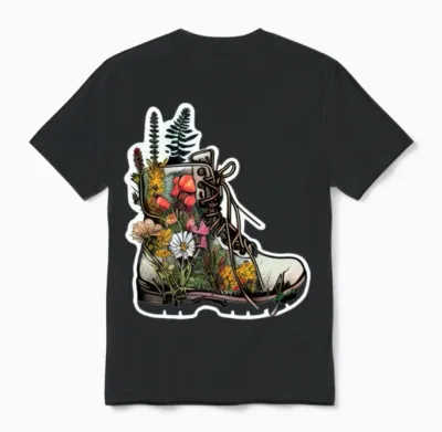 Wildflower Hiking Boot: Discover the Wild! Unisex T-Shirt - Black